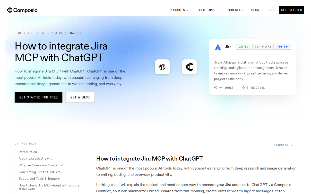 Composio Jira ChatGPT integration guide