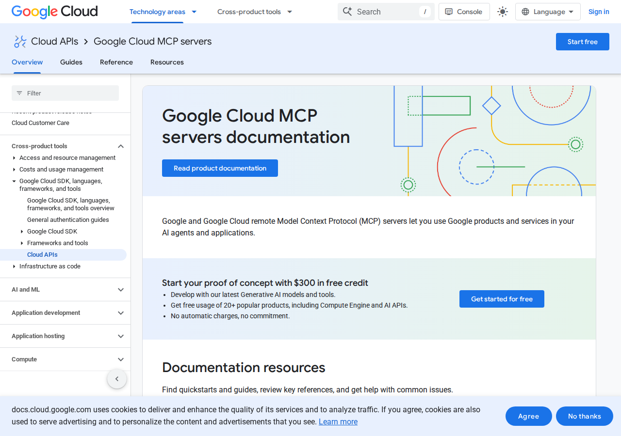 Google Cloud MCP servers documentation — the Google-managed MCP server list, which notably does not include a YouTube server