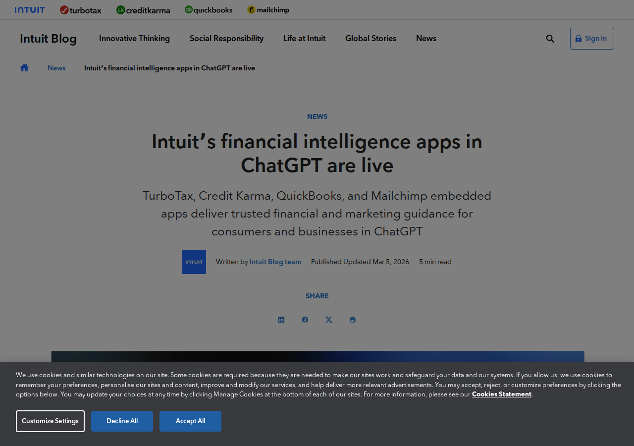 Intuit's official announcement: QuickBooks and other Intuit apps now live in ChatGPT