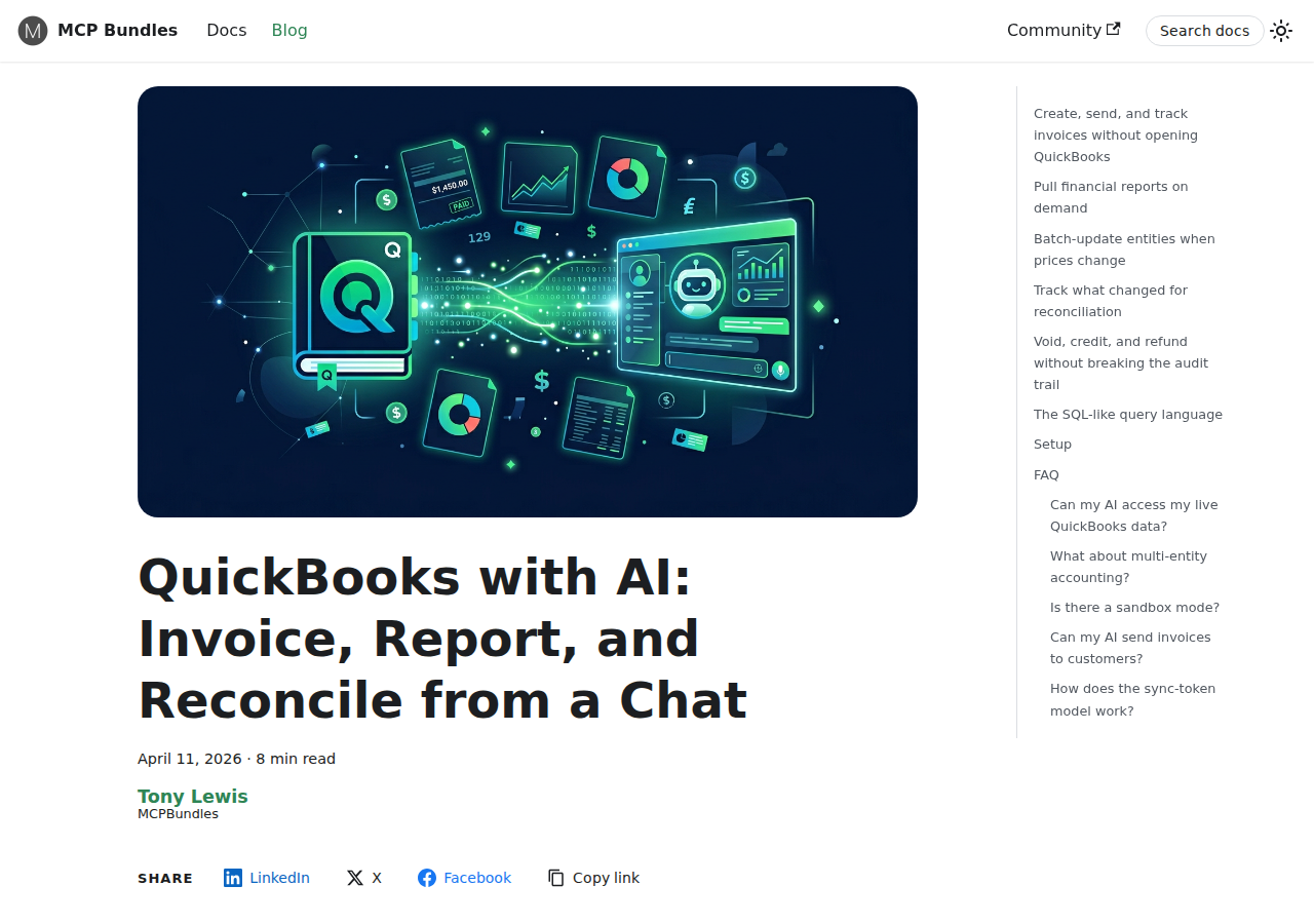 MCPBundles QuickBooks guide: invoices, reports, and reconciliation from chat
