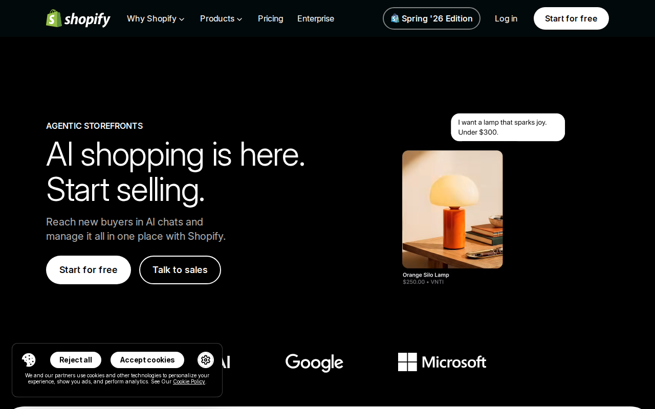 Shopify's ChatGPT partner page — official Shopify site